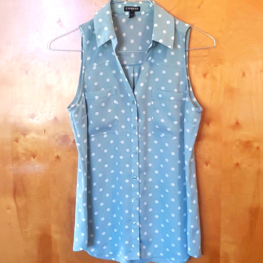 EXPRESS Sleeveless Polka Dot Top